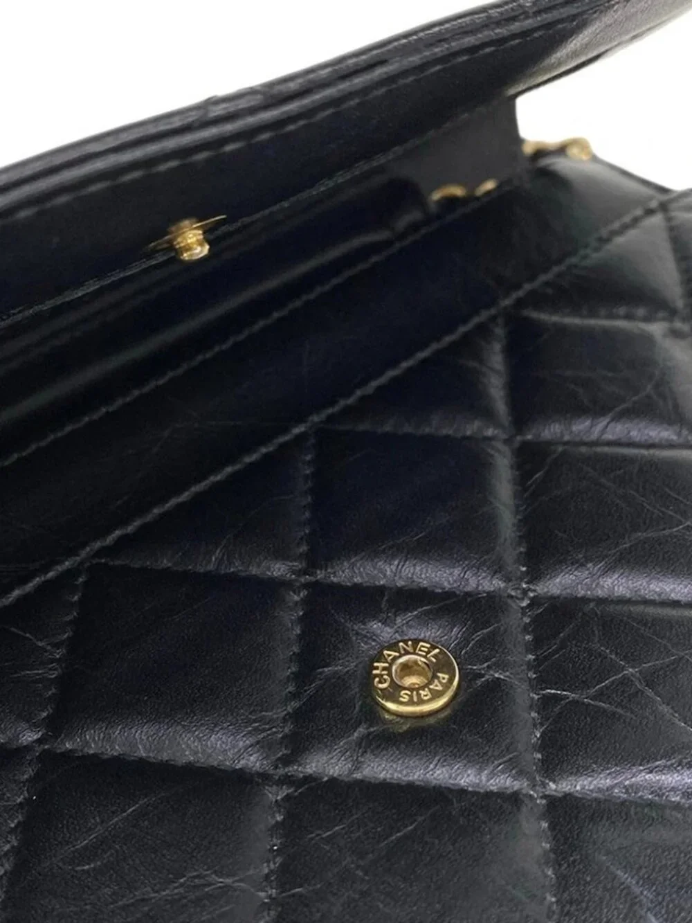 CHANEL Icon Charm Black Vintage Calf Shoulder Bag gold hardware